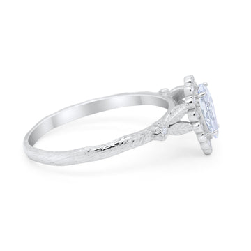 Teardrop Bridal Engagement Ring Round Simulated Cubic Zirconia 925 Sterling Silver